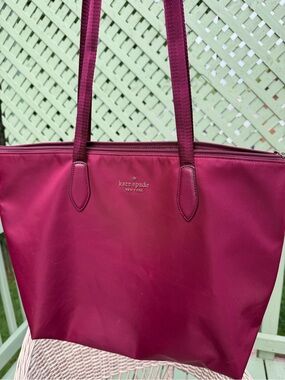 Kate Spade Deep Berry Nylon “light weight” Tote Bag with Minimalist Desi…